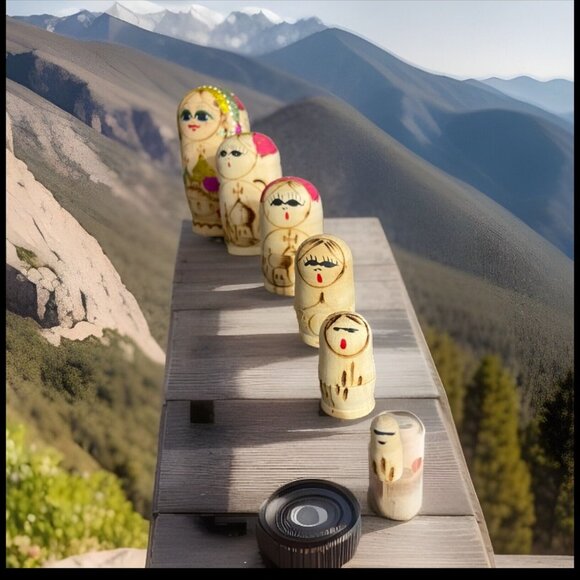 Vintage Russian Matryoshka Nesting Doll Set Hand-Painted Wood Folk Art 6 Piece C - Picture 1 of 16
